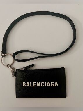 Balenciaga CASH CARD CASE ON KEYCHAIN IN BLACK